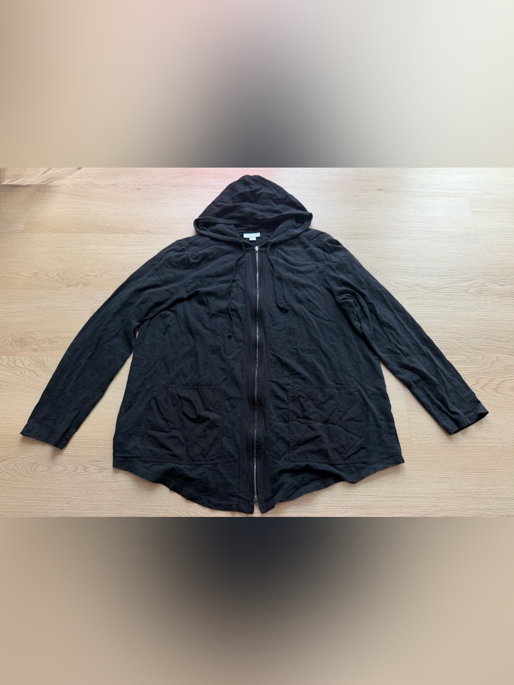 J Jill Black Full Zip Hoodie Women’s Size L